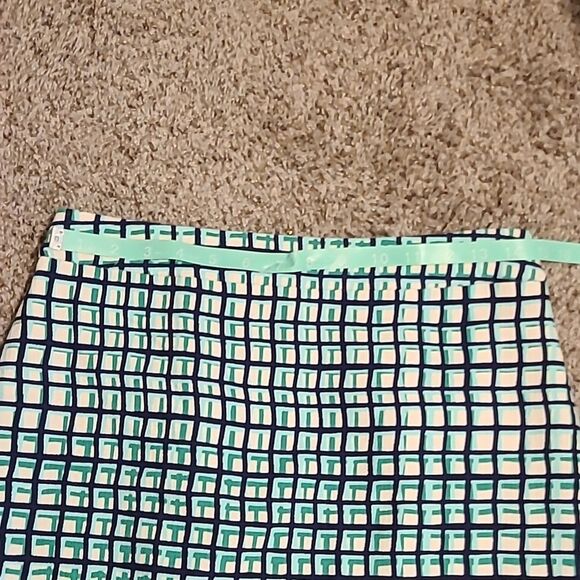 Kate Spade Judy Check Print Pencil Skirt the Rules Green Navy Blue Sz 6 Zipper - Picture 3 of 7